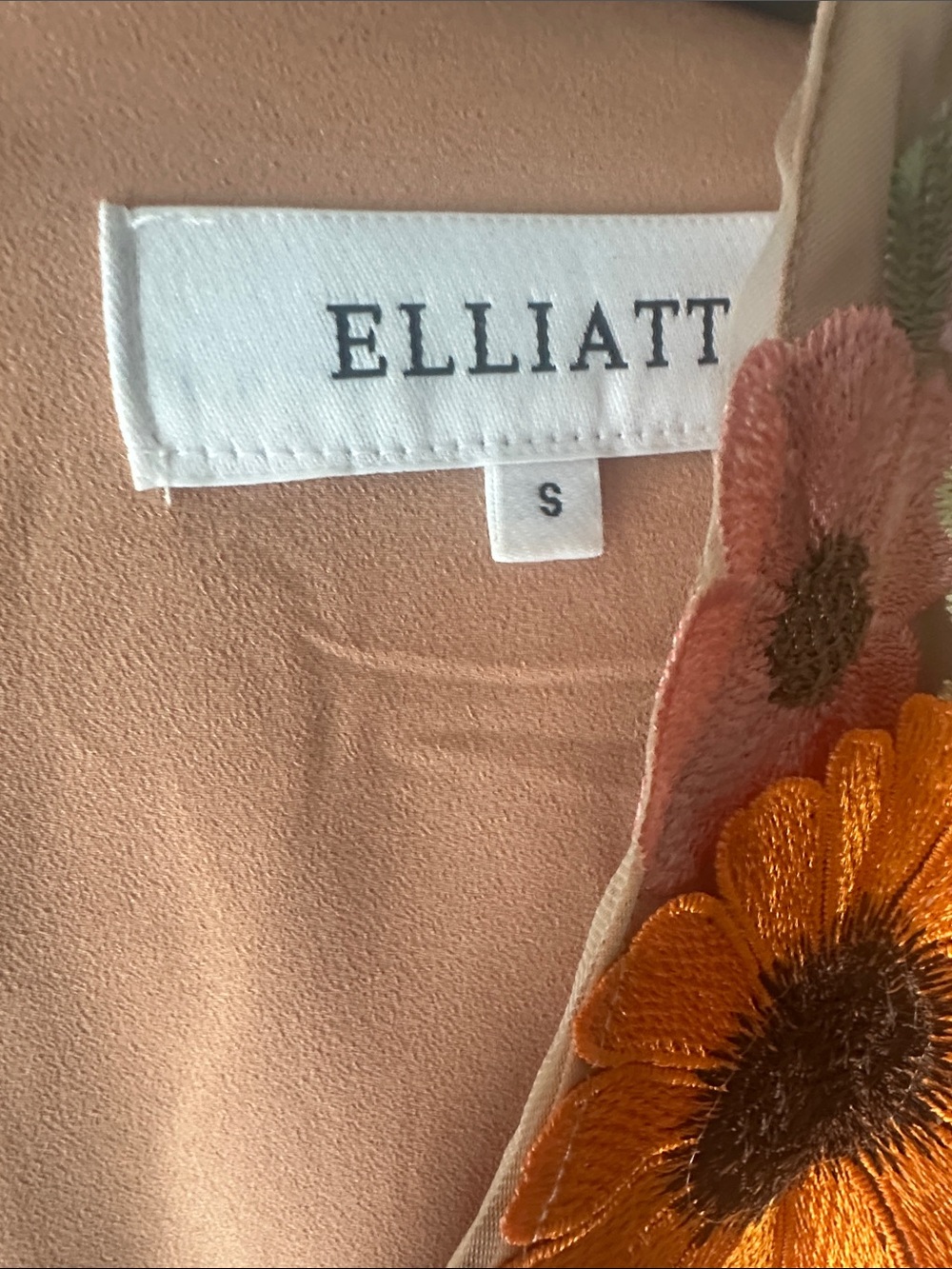 Elliatt S Dress with Orange & Pink Floral Appliqué worn once - Picture 3 of 8